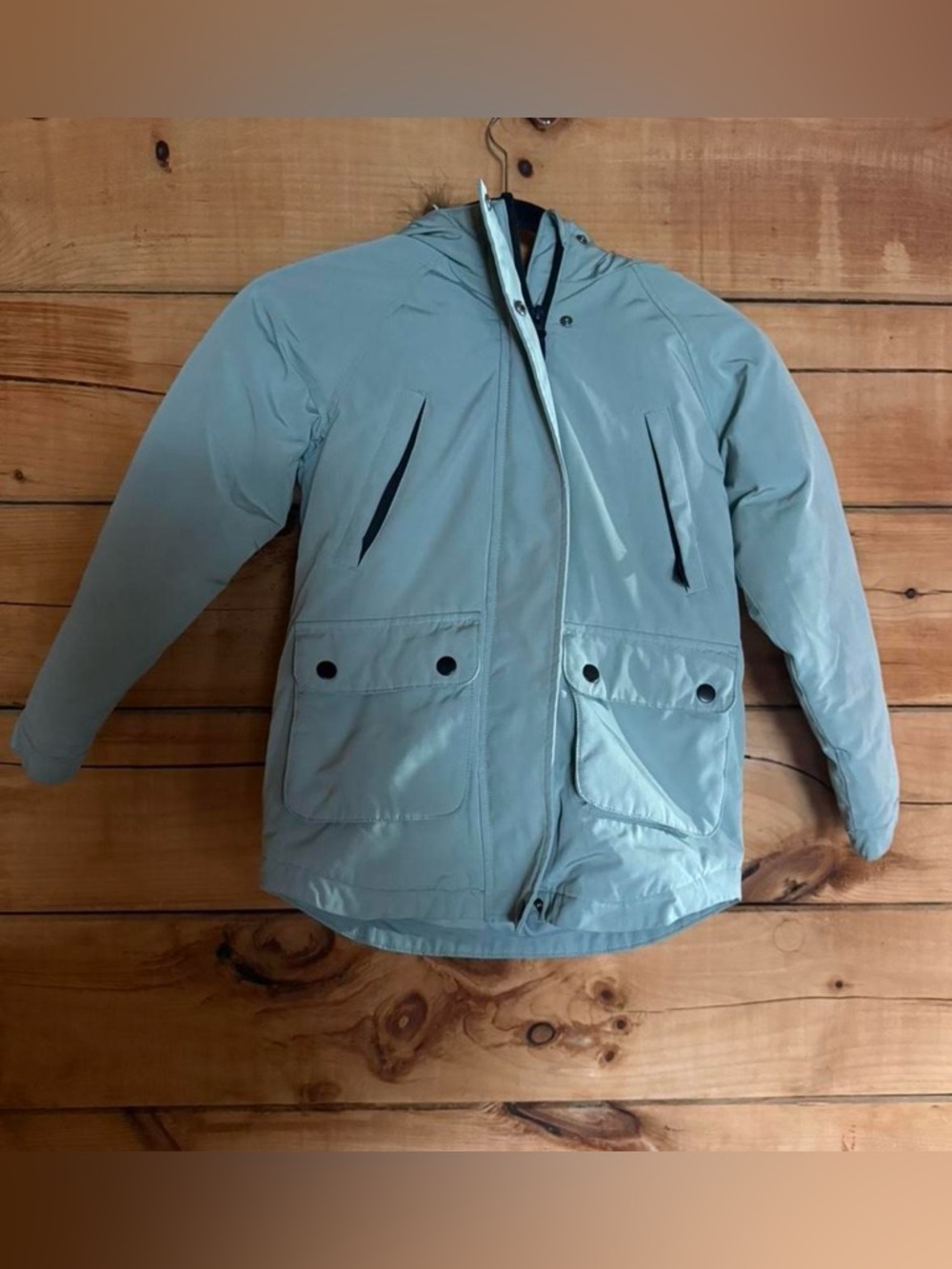 Swiss Tech Light Sage Green Sherpa-Lined Hooded Jacket